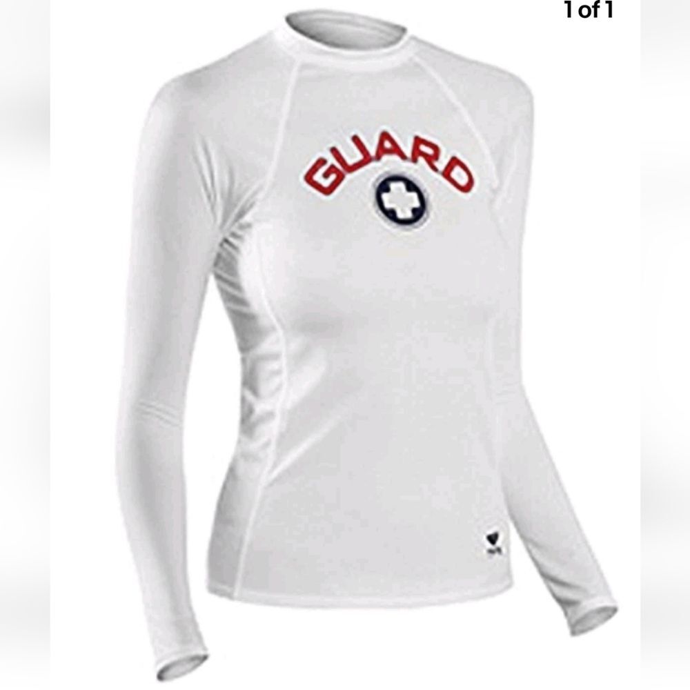 Ladies White Long Sleeve Rashguard Shirt. Size Large - Picture 3 of 5